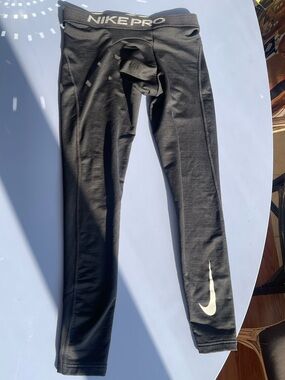 Men’s Nike Black Performance Leggings with White Swoosh